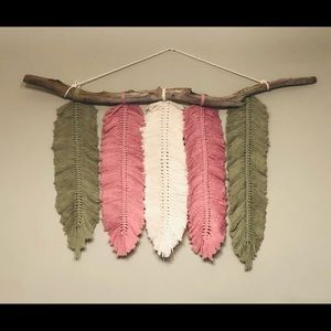 Handmade Macrame Feather Hanging